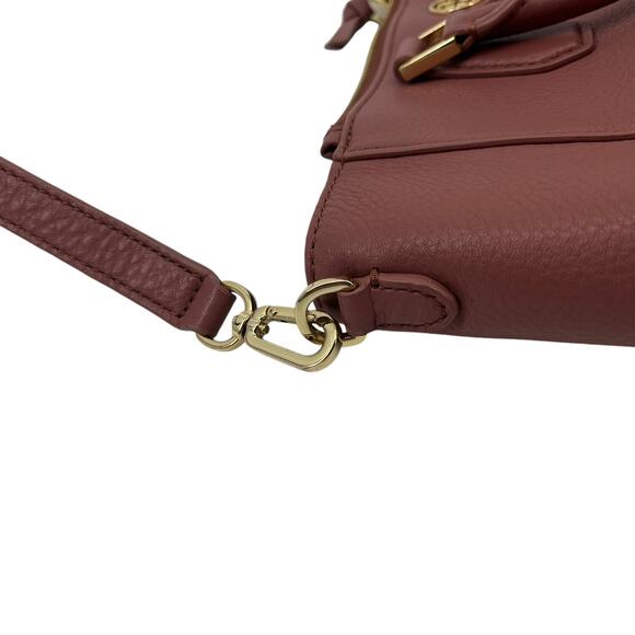 TORY BURCH Landon Mini Square Crossbody Tote Bag Pink Leather Adjustable Strap - Picture 11 of 13
